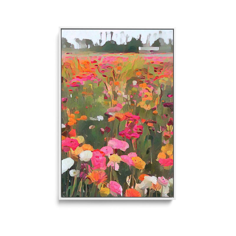 Flower Farm - Colourful Orange and Pink Floral Print - Available as a Canvas or Art Print I Heart Wall Art Australia 