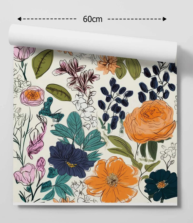 Flower Market Design D - Colourful Removable Wallpaper
