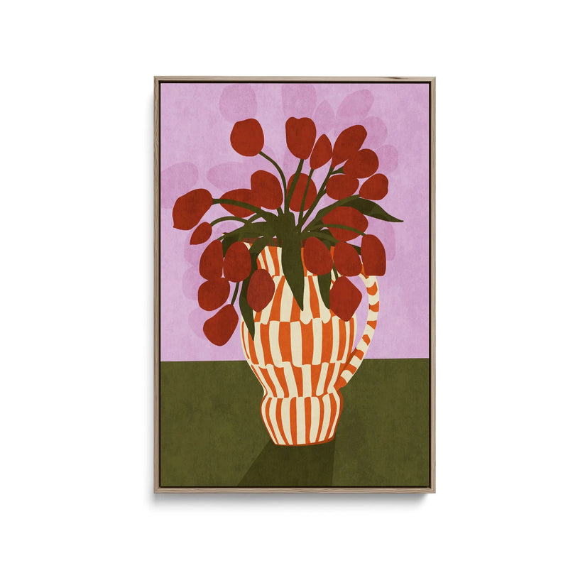 Flower Vase 1 by Emel Tunaboylu -  Contemporary Floral Vase Stretched Canvas Print or Framed Fine Art Print - Artwork I Heart Wall Art Australia