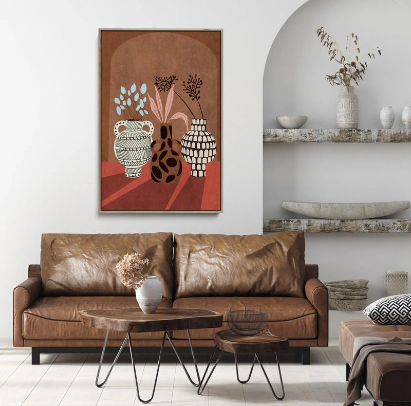 Flower Vase 5 by Emel Tunaboylu -  Contemporary Floral Vase Stretched Canvas Print or Framed Fine Art Print - Artwork I Heart Wall Art Australia