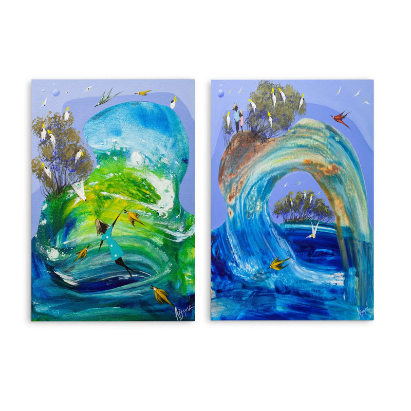 Flowing with you and A new beginning by Adam Bogusz  - Two Piece Stretched Canvas or Art Print Set Diptych I Heart Wall Art Australia 