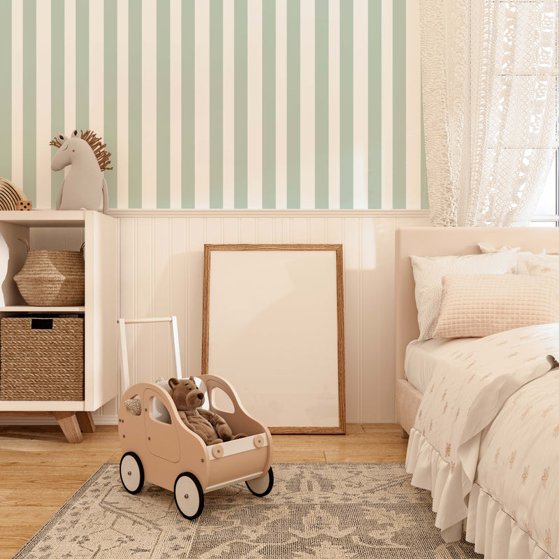 Fresh Green Stripe Wallpaper - Quality Peel and Stick Adhesive Wallpaper