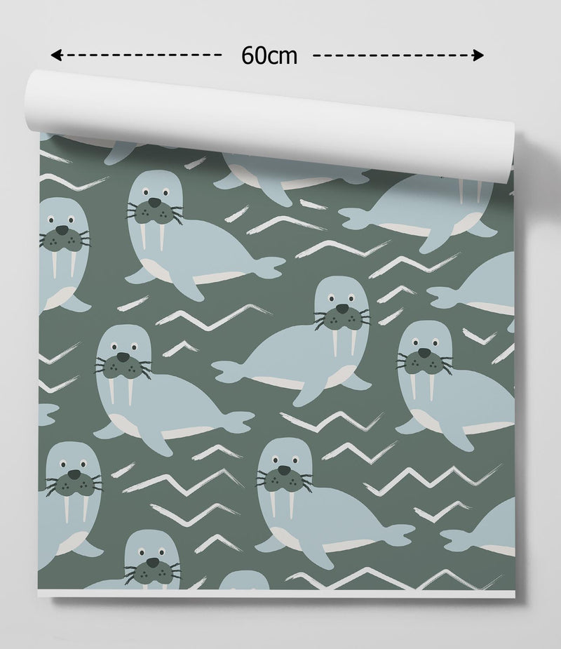 Fun Walrus - Peel and Stick Removable Wallpaper