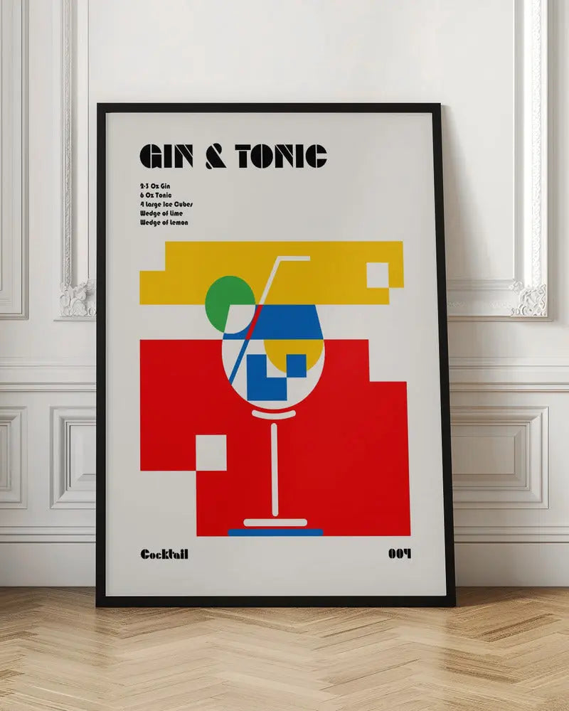 Gin &amp; Tonic Bauhaus Cocktail - Stretched Canvas, Poster or Fine Art Print I Heart Wall Art