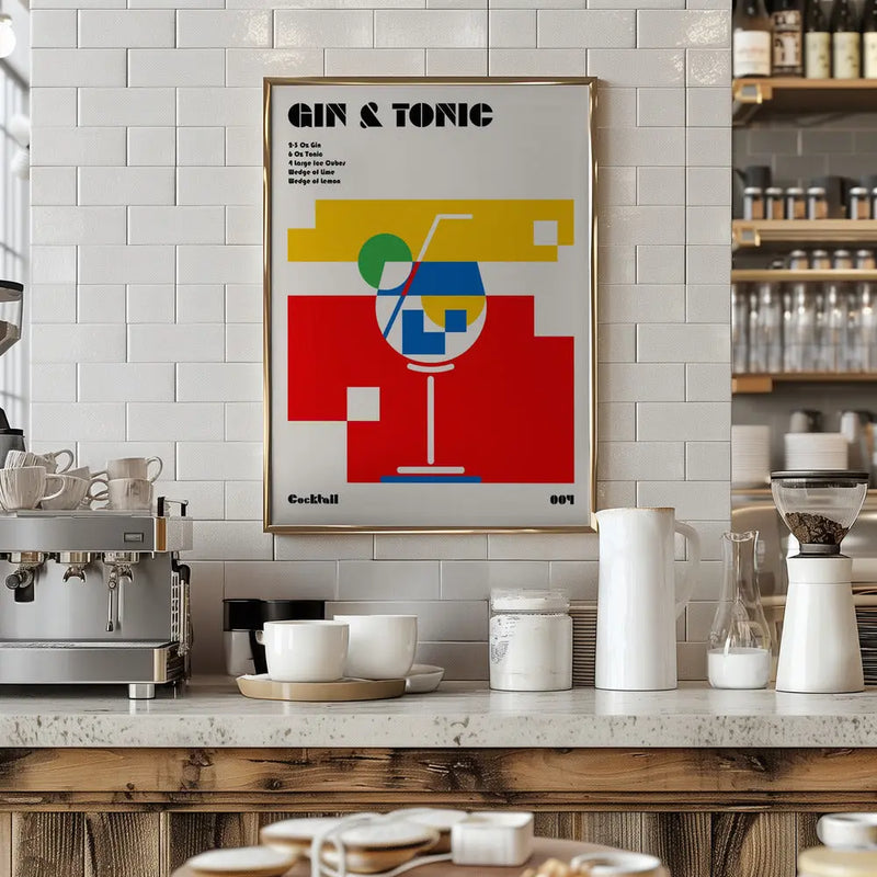 Gin &amp; Tonic Bauhaus Cocktail - Stretched Canvas, Poster or Fine Art Print I Heart Wall Art