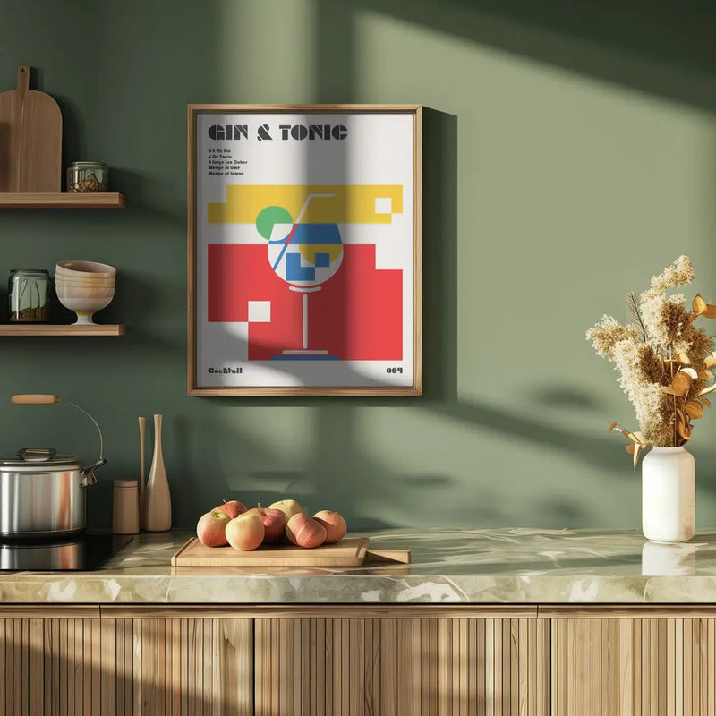 Gin &amp; Tonic Bauhaus Cocktail - Stretched Canvas, Poster or Fine Art Print I Heart Wall Art