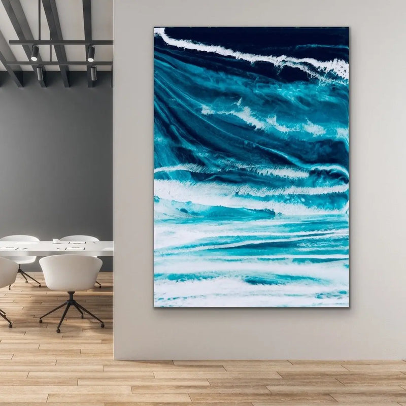 Glacier - Blue and White Ice Sheet Photographic Art Print Canvas Art