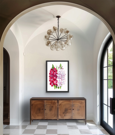 Gladiolus Two from The Floral Magazine (1861-1881) by Worthington G. Smith, John N. Fitch and Walter H. Fitch - Botanical Illustration Stretched Canvas or Wall Art Print