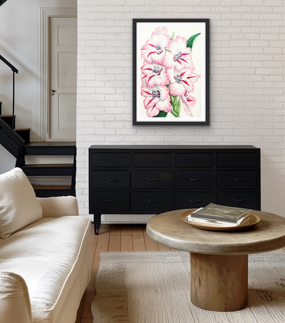 Gladiolus from The Floral Magazine (1861-1881) by Worthington G. Smith, John N. Fitch and Walter H. Fitch - Botanical Illustration Stretched Canvas or Wall Art Print