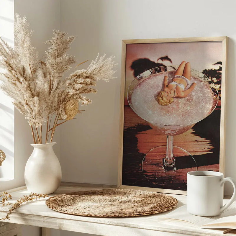 Glitter Pink Margarita - Stretched Canvas, Poster or Fine Art Print I Heart Wall Art