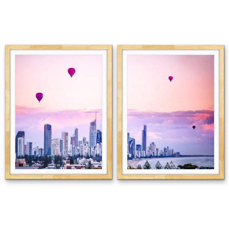 Gold Coast Hot Air Balloons - Hot Air Balloons Over Gold Coast Sunrise I Heart Wall Art Australia 