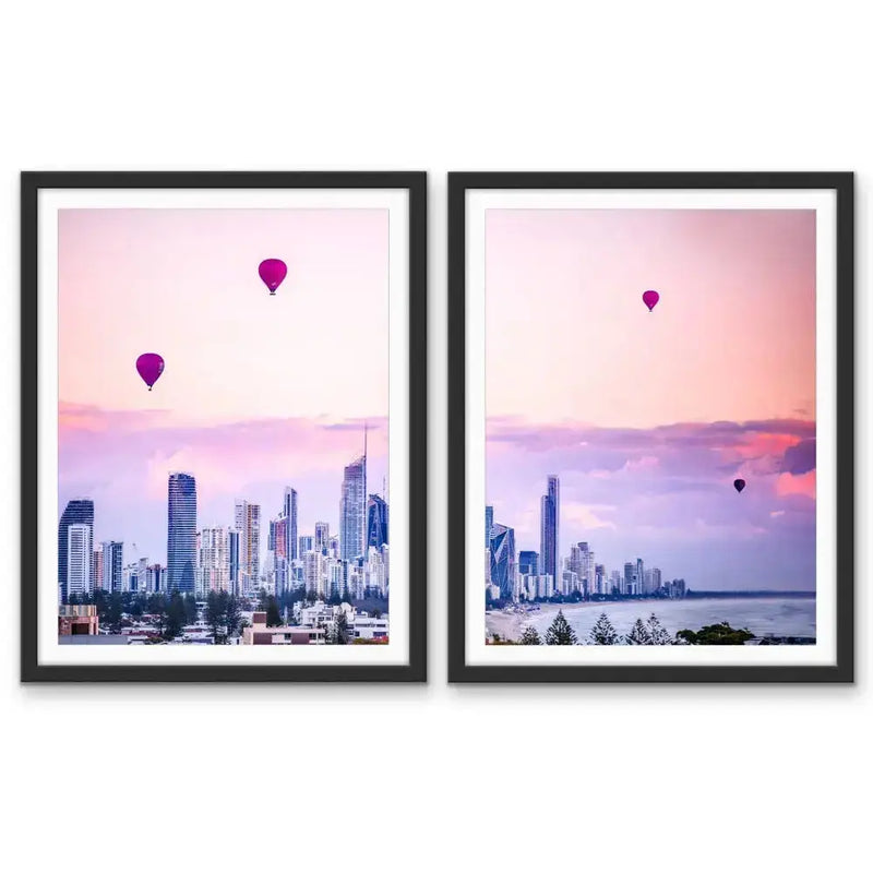 Gold Coast Hot Air Balloons - Hot Air Balloons Over Gold Coast Sunrise I Heart Wall Art Australia 