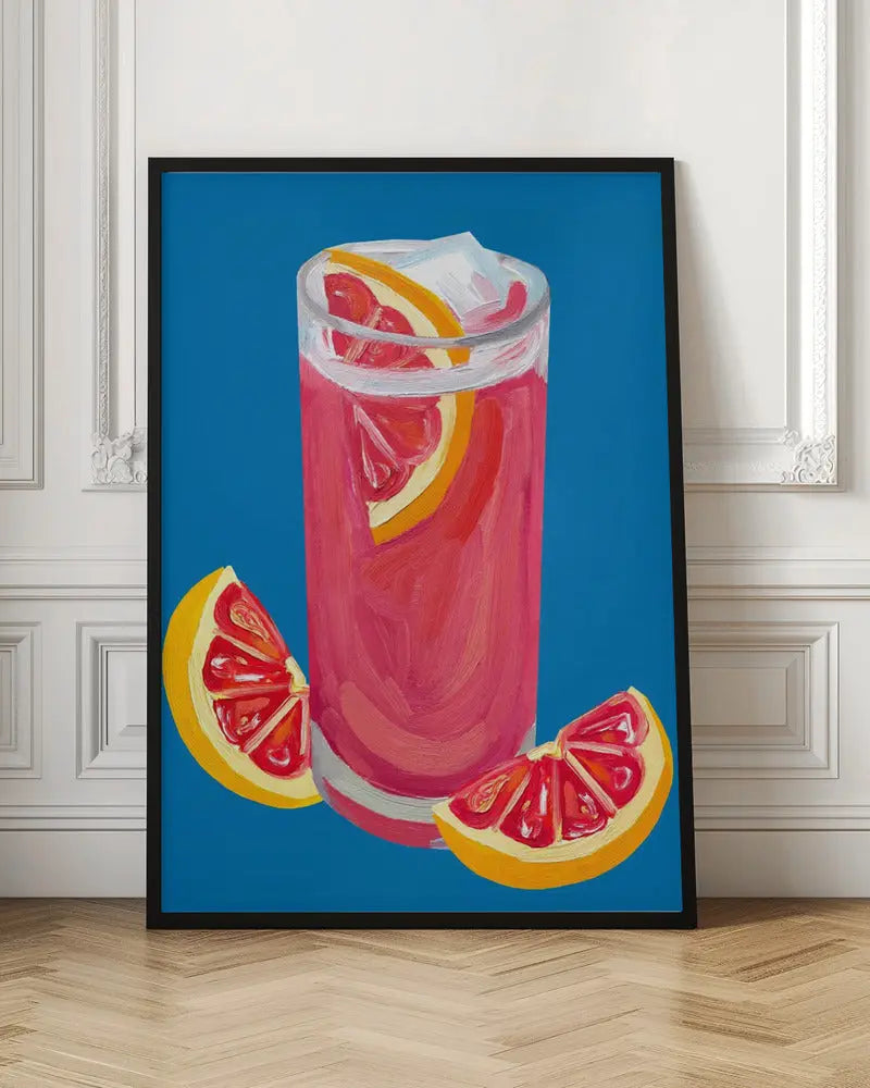 Grapefruit Paloma Blue - Stretched Canvas, Poster or Fine Art Print I Heart Wall Art