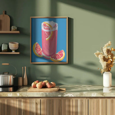 Grapefruit Paloma Blue - Stretched Canvas, Poster or Fine Art Print I Heart Wall Art