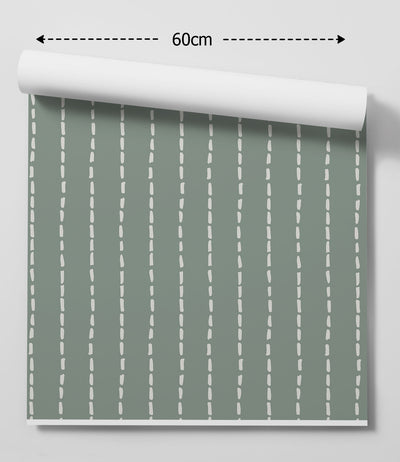 Sage Green Dashed Wallpaper  - Peel and Stick Removable Wallpaper