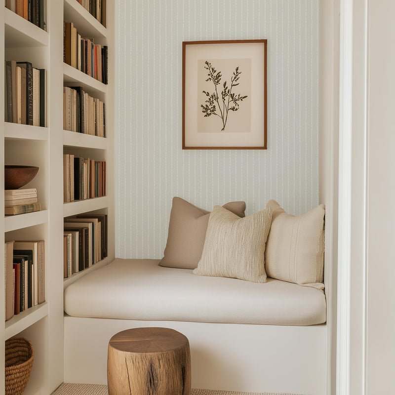 Grey/Green Dashed Wallpaper  - Peel and Stick Removable Wallpaper