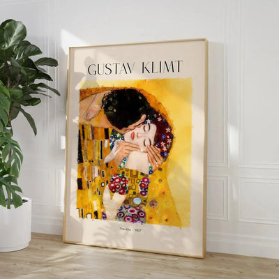 Gustav Klimt - The Kiss, 1907 - Poster Style Artwork - I Heart Wall Art