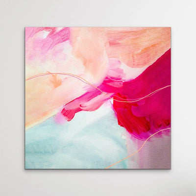 Harriet -Bright Pink and Peach Abstract Artwork I Heart Wall Art Australia