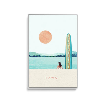 Hawaii II by Henry Rivers - Stretched Canvas Print or Framed Fine Art Print - Artwork- Vintage Inspired Travel Poster I Heart Wall Art Australia 
