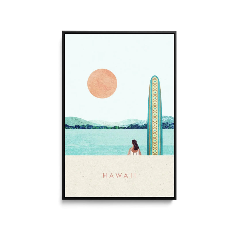 Hawaii II by Henry Rivers - Stretched Canvas Print or Framed Fine Art Print - Artwork- Vintage Inspired Travel Poster I Heart Wall Art Australia 