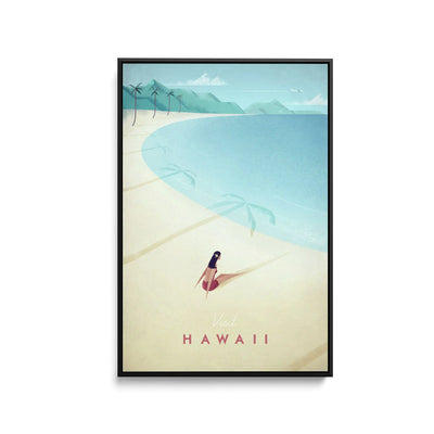 Hawaii by Henry Rivers - Stretched Canvas Print or Framed Fine Art Print - Artwork- Vintage Inspired Travel Poster I Heart Wall Art Australia 