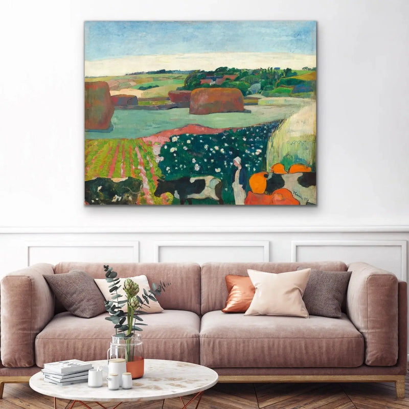 Haystacks in Brittany (1890) by Paul Gauguin - Colourful Classic Artwork on Canvas or Paper