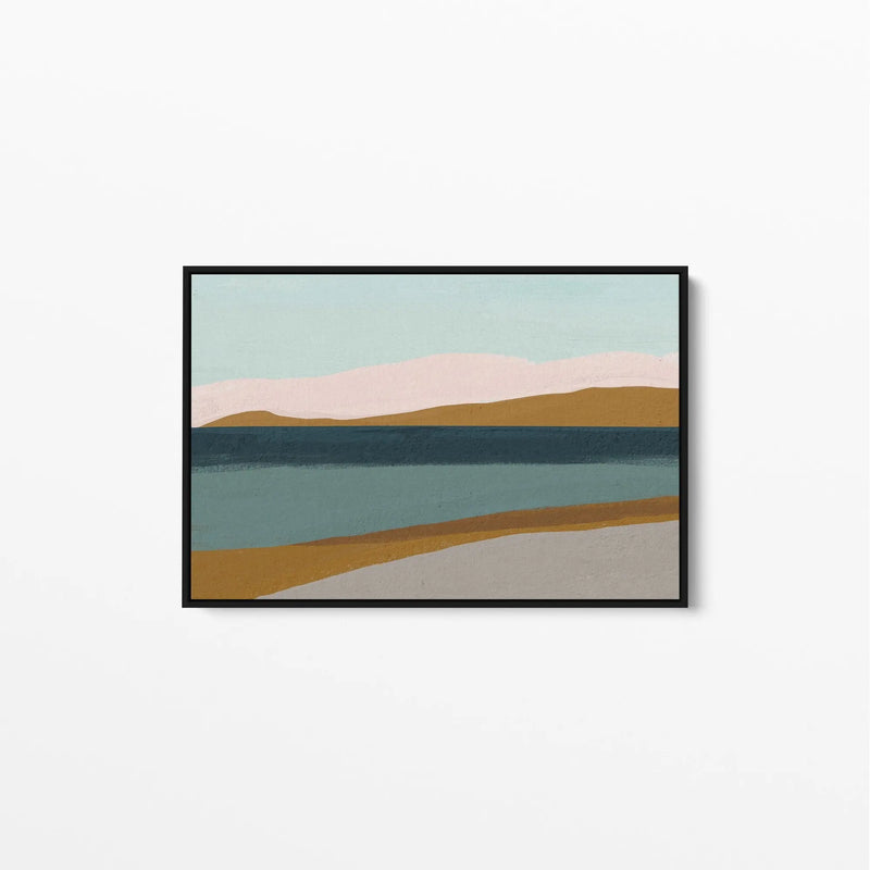 Headland - Ochre Pink Blue Boho Landscape Canvas or Art Print