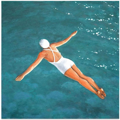High Diver Above Water - Square Stretched Canvas, Poster or Fine Art Print I Heart Wall Art