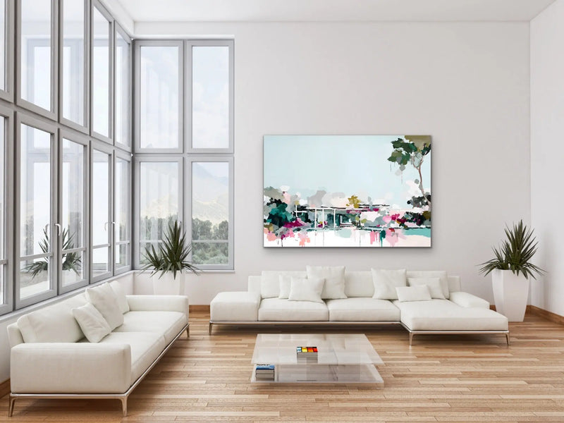 Home Sweet- Light Coloured Abstract Artwork Stretched Canvas Print or Framed Fine Art Print - Artwork I Heart Wall Art Australia