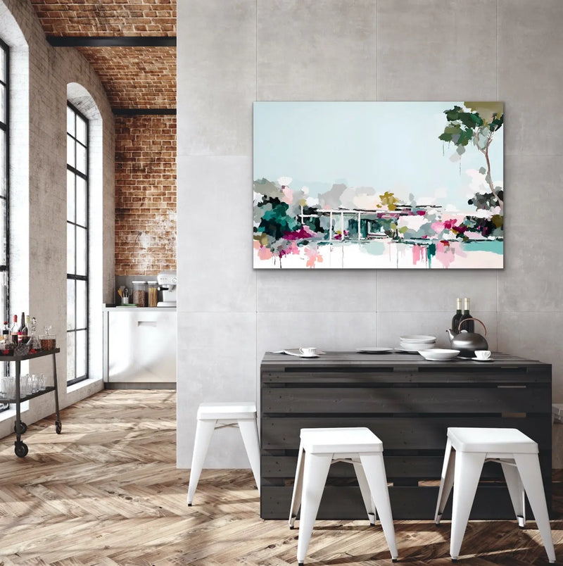 Home Sweet- Light Coloured Abstract Artwork Stretched Canvas Print or Framed Fine Art Print - Artwork I Heart Wall Art Australia