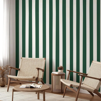 Hunter Green Striped Removable Peel and Stick or Soak and Stick Wallpaper - I Heart Wall Art