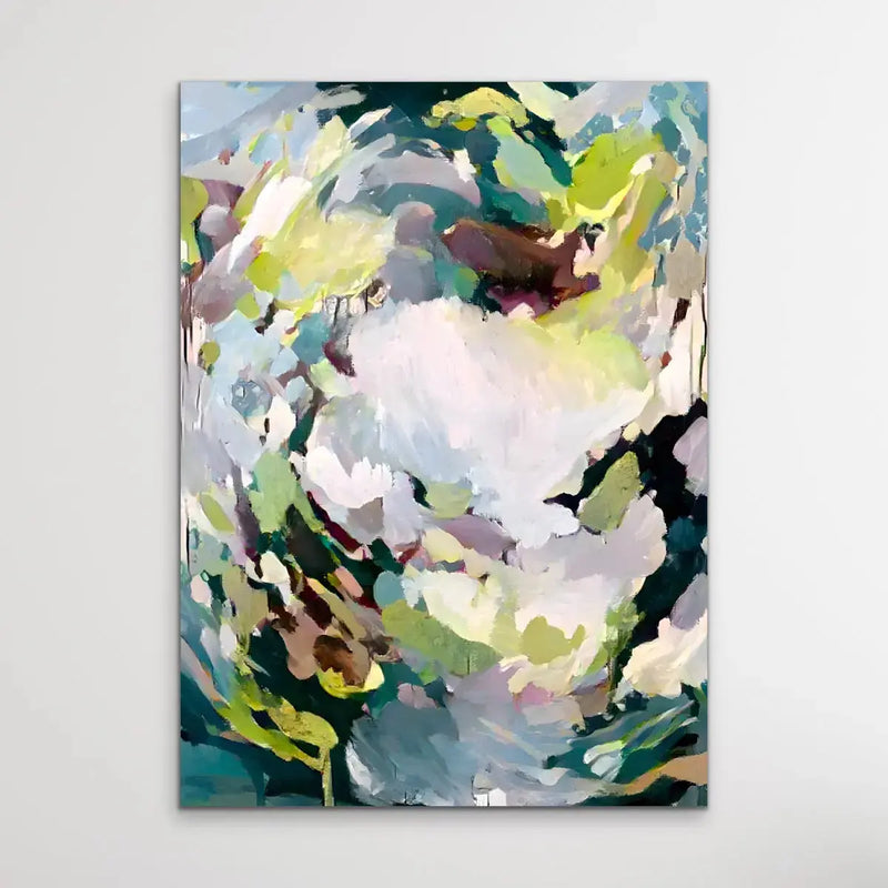 In The Hinterland - Green and Yellow Abstract Artwork Canvas Print by Edie Fogarty - Abstract Nature Wall Art