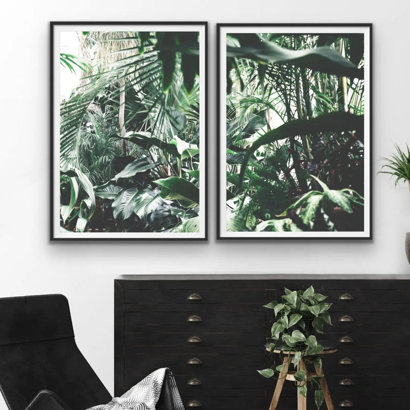 In The Hothouse - Two Piece Tropical Palm Photographic Wall Art