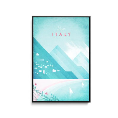 Italy by Henry Rivers - Stretched Canvas Print or Framed Fine Art Print - Artwork- Vintage Inspired Travel Poster I Heart Wall Art Australia 