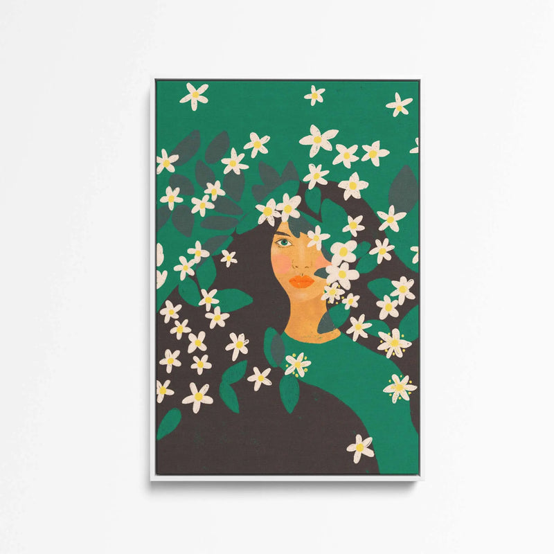 Jasminum by Gigi Rosado - Woman In Green Stretched Canvas Print or Framed Fine Art Print