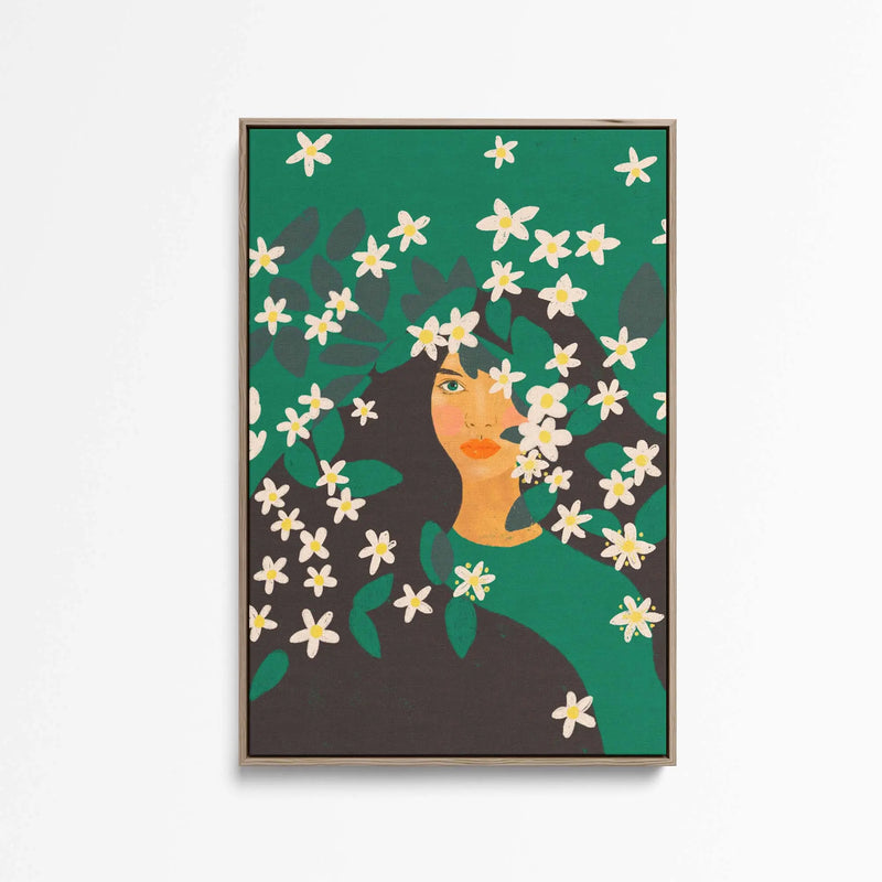 Jasminum by Gigi Rosado - Woman In Green Stretched Canvas Print or Framed Fine Art Print