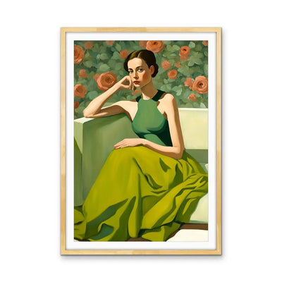 Kate - Portrait of a Woman in a Green Dress- Stretched Canvas Print or Framed Fine Art Print - Artwork - I Heart Wall Art