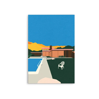 Kaufmann Desert House Poolside - Mid Century Print by Rosi Feist - Colourful Artwork As Canvas Or Art Print I Heart Wall Art Australia 