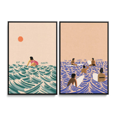 Keep On Paddling and The Sun Shines by Fabian Lavater  - Two Piece Stretched Canvas or Art Print Set Diptych I Heart Wall Art Australia 