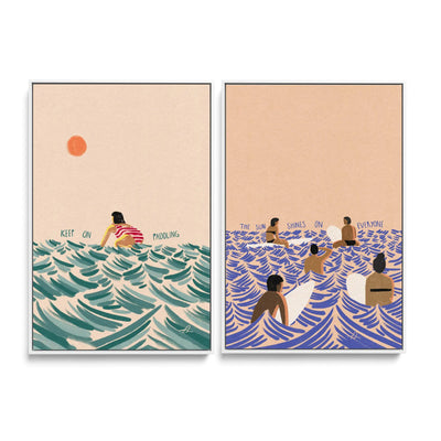 Keep On Paddling and The Sun Shines by Fabian Lavater  - Two Piece Stretched Canvas or Art Print Set Diptych I Heart Wall Art Australia 