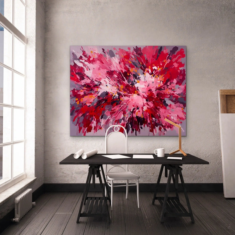 Kind Hearted - Red Abstract Floral Stretched Canvas Print or Framed Fine Art Print - Artwork - I Heart Wall Art