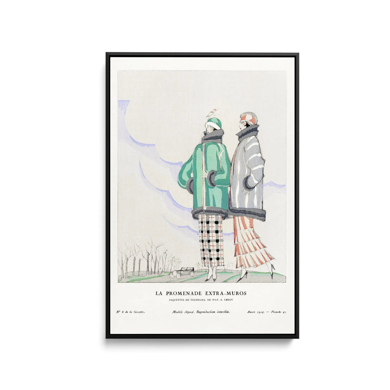 La promenade extra–muros, Jaquettes en fourrure, de Max - A. Leroy (1924)  by Charles Martin- Stretched Canvas Print or Framed Fine Art Print - I Heart Wall Art