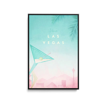 Las Vegas by Henry Rivers - Stretched Canvas Print or Framed Fine Art Print - Artwork- Vintage Inspired Travel Poster I Heart Wall Art Australia 