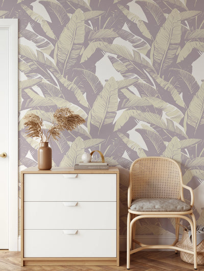 Leafy Jungle In Muted Lilac - Peel and Stick Removable Wallpaper - I Heart Wall Art