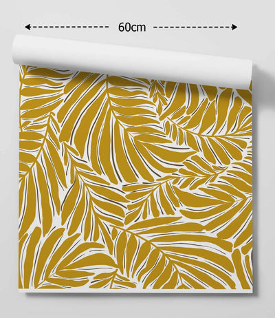 Leafy Thoughts In Yellow- Mustard Leaf Peel and Stick Removable Wallpaper I Heart Wall Art Australia