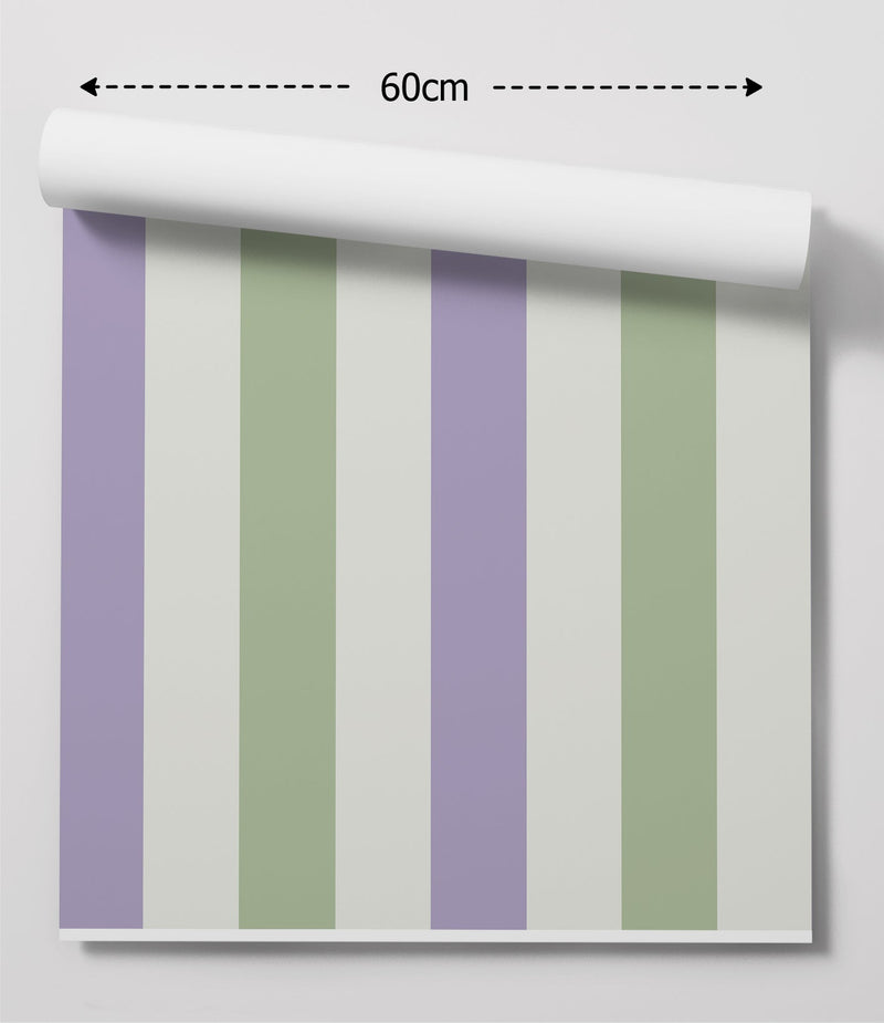 Lilac and Green Striped Wallpaper - Peel and Stick Adhesive Wallpaper I Heart Wall Art Australia