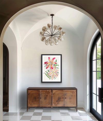 Lilium Auratum from The Floral Magazine (1861-1881) by Worthington G. Smith, John N. Fitch and Walter H. Fitch - Botanical Illustration Stretched Canvas or Wall Art Print