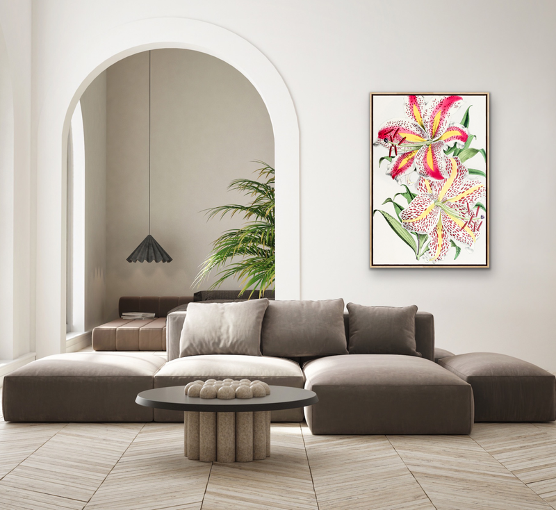 Lilium Auratum from The Floral Magazine (1861-1881) by Worthington G. Smith, John N. Fitch and Walter H. Fitch - Botanical Illustration Stretched Canvas or Wall Art Print