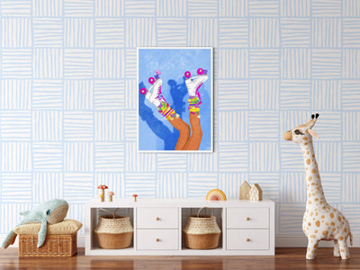 Lining Things Up In Blue - Peel and Stick Removable Wallpaper I Heart Wall Art Australia 