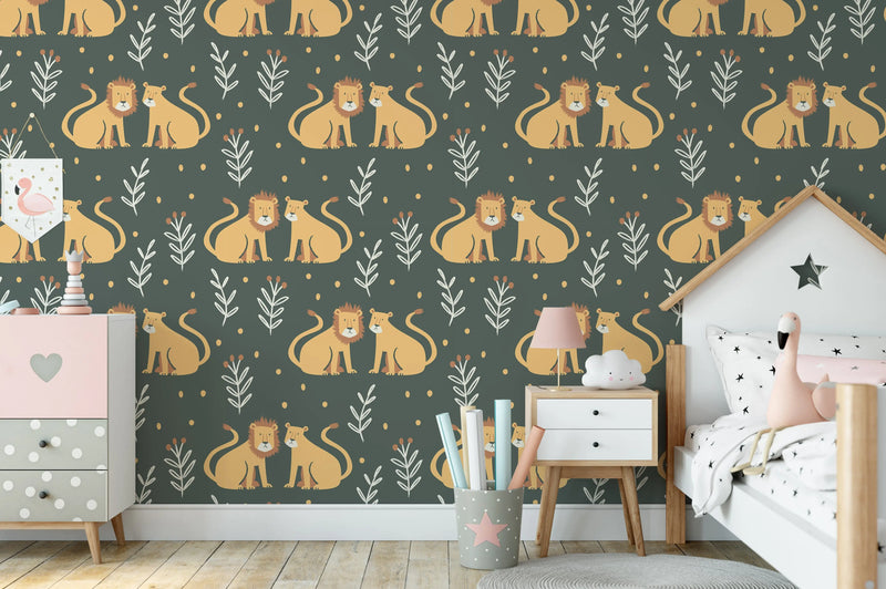 Lion Love - Peel and Stick Removable Wallpaper
